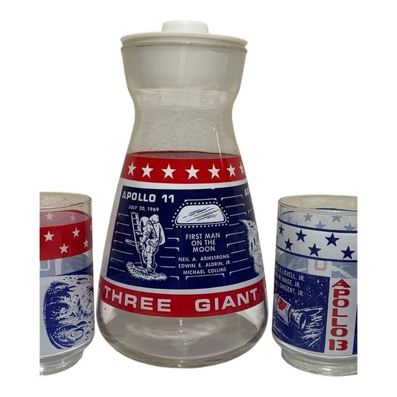 Vintage Libbey Nasa Apollo Missions 11-14 Carafe and Glass Set - Picture 2 of 6
